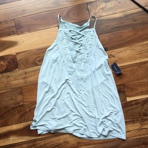 teal criss cross halter top